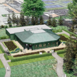 An artist's rendering of a garden pavilion on Salve Regina University's campus.
